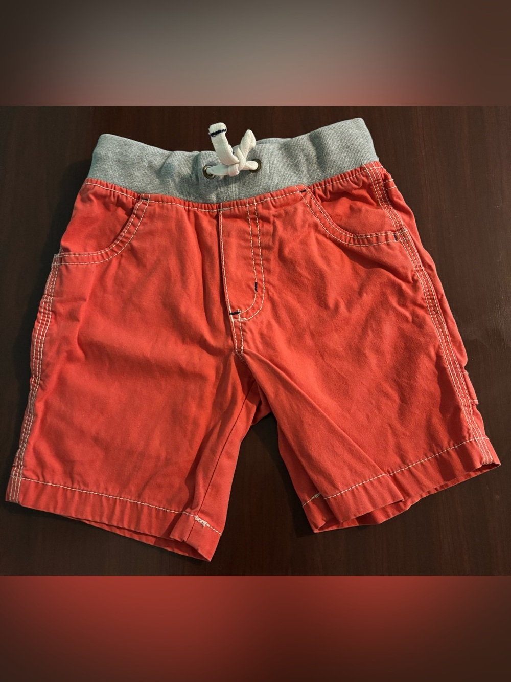 Mini Boden Boys 4Y Red Chino Cargo Pullon Sweatshirt Waistband Drawstring Short